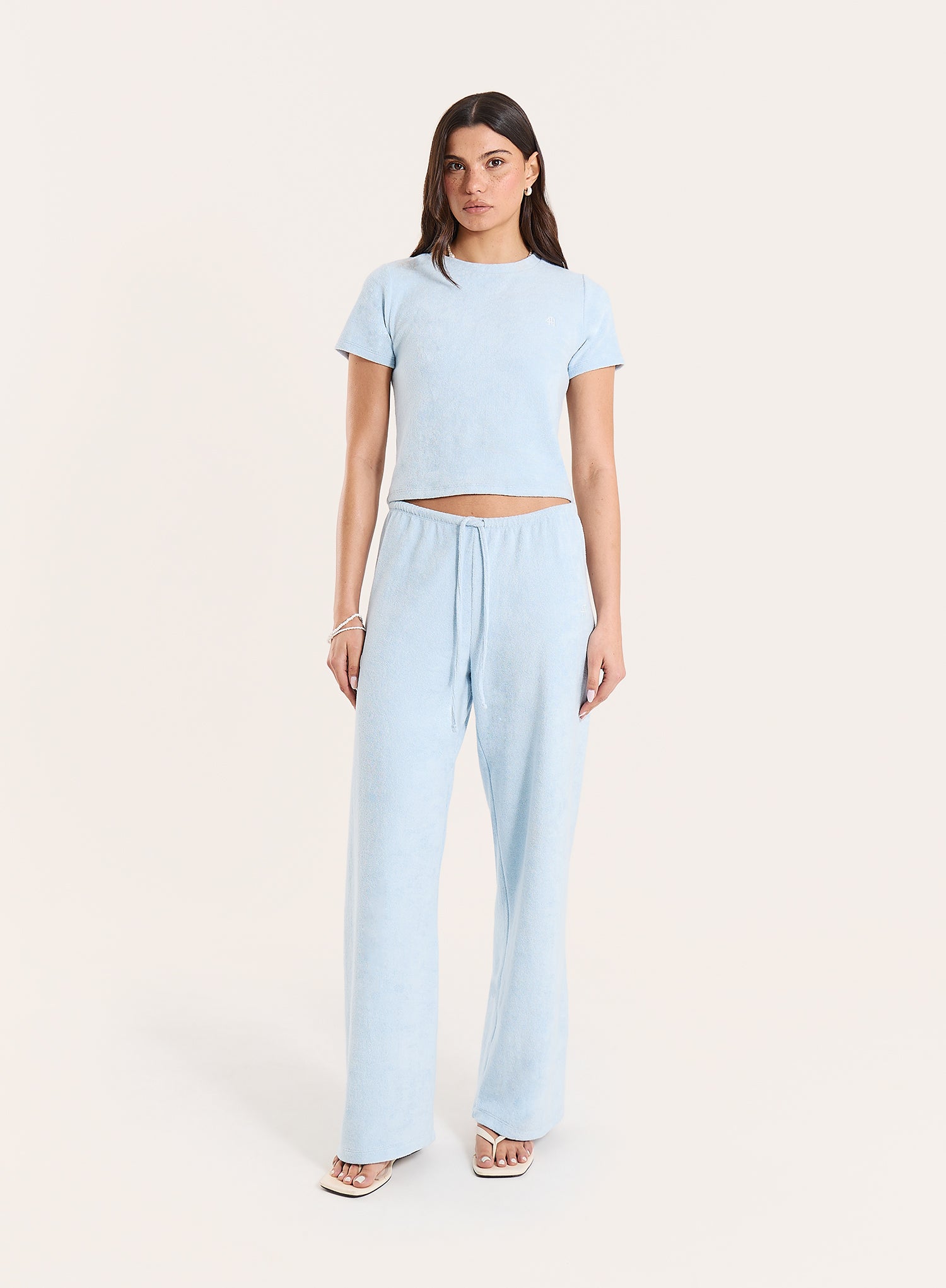 Light Blue Towelling Short Sleeve Top